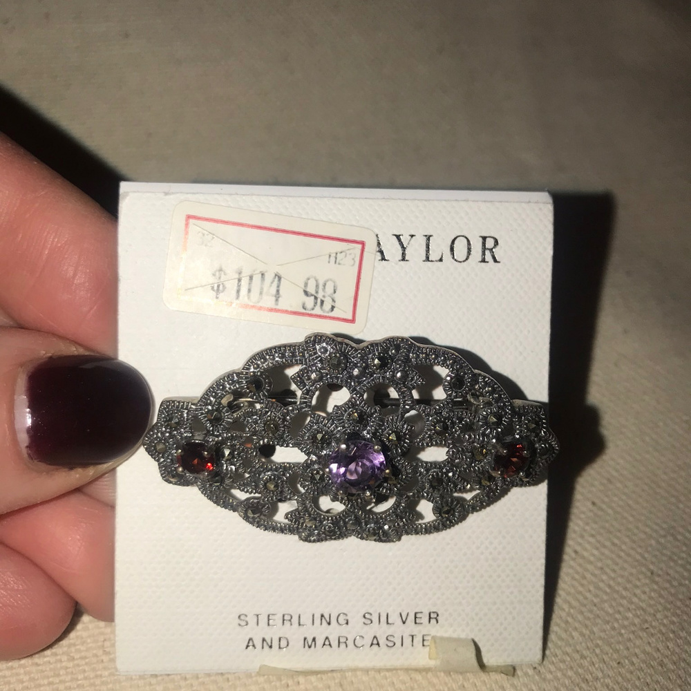 Lord and Taylor Sterling and Marcasite Pin NEW